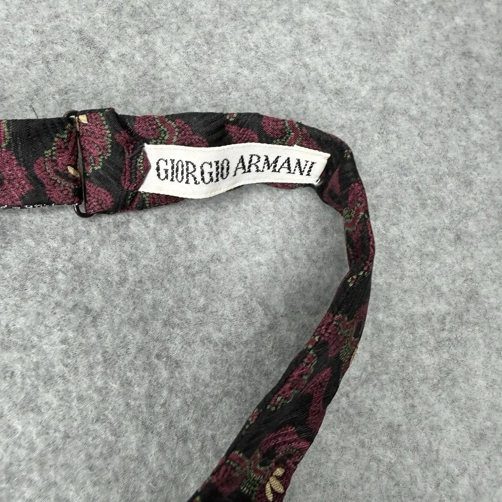 Giorgio Armani Bow Tie Burgundy And Black Floral Formal Event